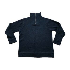 Irelands Eye 1/4 Zip Sweater Men XL Heathered Teal Gray Wool LS Cottage Outdoor